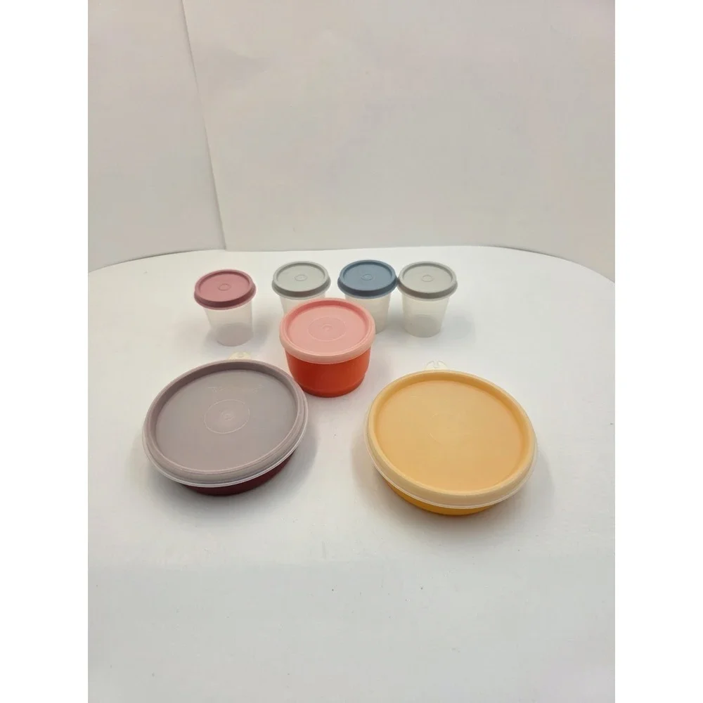 VTG Tupperware Canister Bowl Cup Lot 7 Pc Pastel Harvest Storage Containers Lids